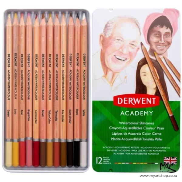Set of 12 Skin Tone Derwent Academy Watercolour Pencils
