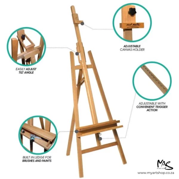 Mont Marte Wooden Floor Easel with Tilt