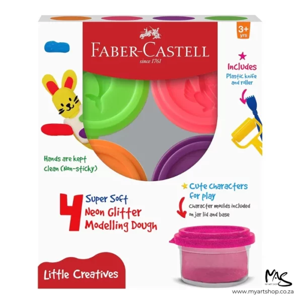 Faber Castell Little Creatives Modelling Dough Neon Glitter