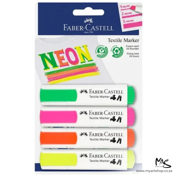 Neon Faber Castell Textile Marker Set of 4