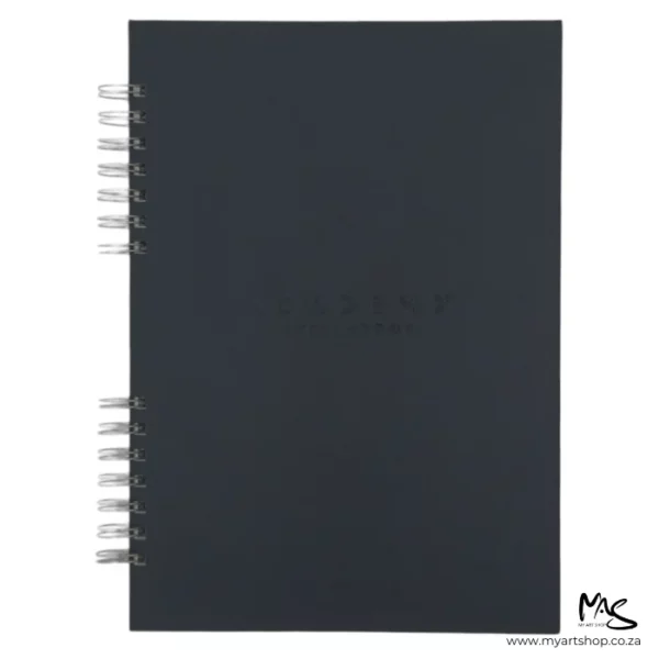 There is a single Prime Art Academy Sketch Book Portrait shown vertically in the center of the frame. It has a black cover and a black spiral bind down the long side, which is shown along the left hand side of the frame. The image is center of the frame and on a white background.