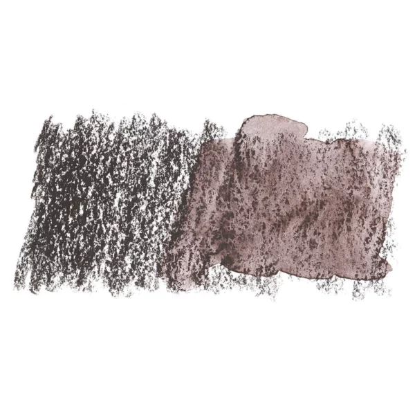 A swatch of a Bark Derwent Inktense Colour Pencil can be seen horizontally, across the center of the frame. On a white background.