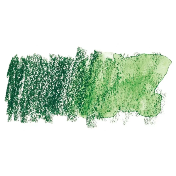 A swatch of a Beech Green Derwent Inktense Colour Pencil can be seen horizontally, across the center of the frame. On a white background.