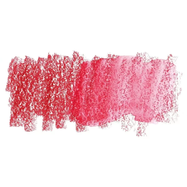 A swatch of a Cherry Derwent Inktense Colour Pencil can be seen horizontally, across the center of the frame. On a white background.