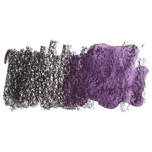 A swatch of a Dark Purple Derwent Inktense Colour Pencil can be seen horizontally, across the center of the frame. On a white background.