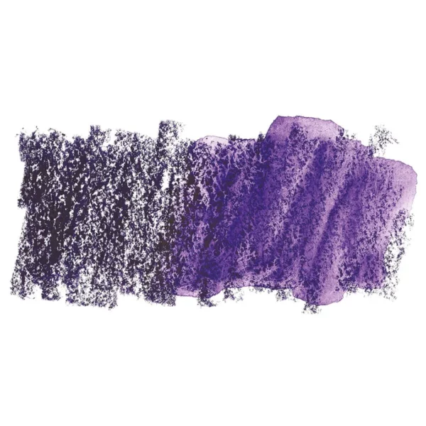 A swatch of a Deep Violet Derwent Inktense Colour Pencil can be seen horizontally, across the center of the frame. On a white background.