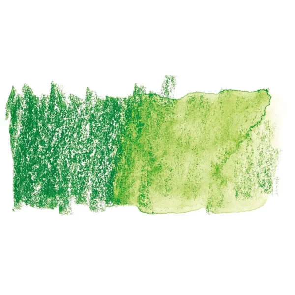 A swatch of a Felt Green Derwent Inktense Colour Pencil can be seen horizontally, across the center of the frame. On a white background.