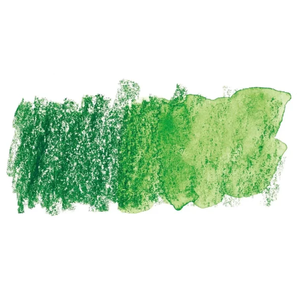 A swatch of a Hookers Green Derwent Inktense Colour Pencil can be seen horizontally, across the center of the frame. On a white background.