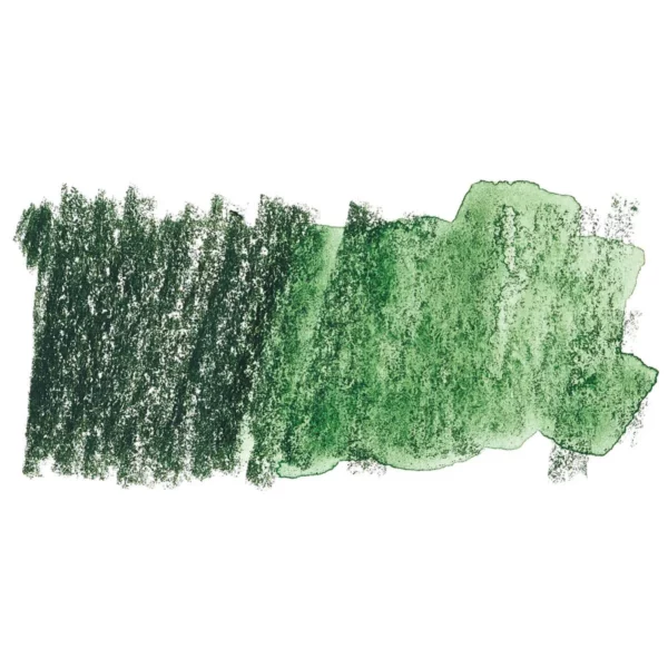 A swatch of a Ionian Green Derwent Inktense Colour Pencil can be seen horizontally, across the center of the frame. On a white background.