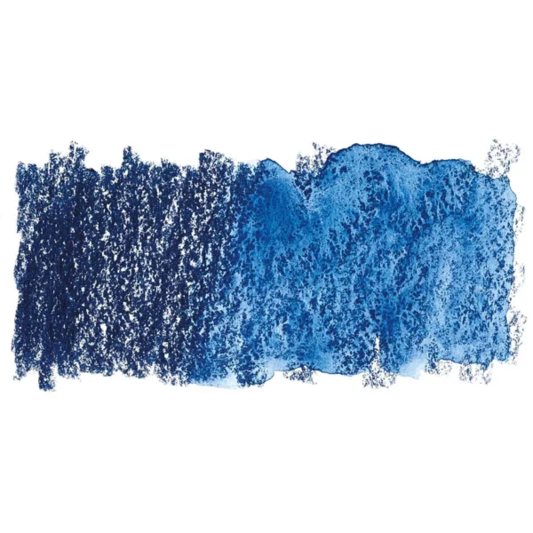 A swatch of a Navy Blue Derwent Inktense Colour Pencil can be seen horizontally, across the center of the frame. On a white background.