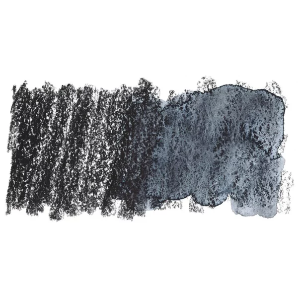 A swatch of a Neutral Grey Derwent Inktense Colour Pencil can be seen horizontally, across the center of the frame. On a white background.