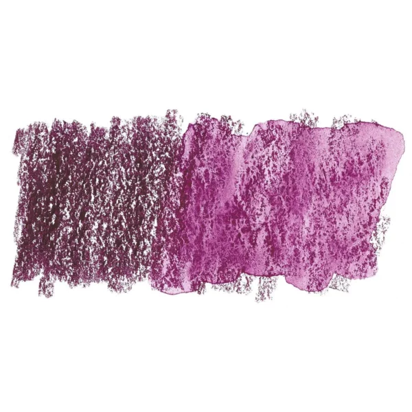 A swatch of a Red Violet Derwent Inktense Colour Pencil can be seen horizontally, across the center of the frame. On a white background.