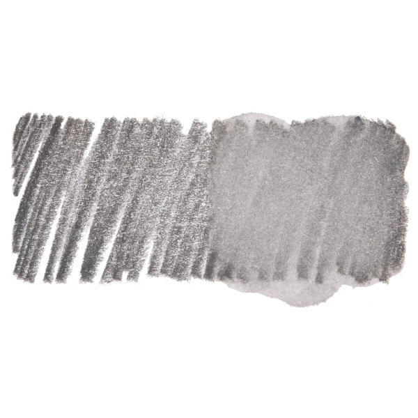 A swatch of a Storm Dust Derwent Inktense Colour Pencil can be seen horizontally, across the center of the frame. On a white background.