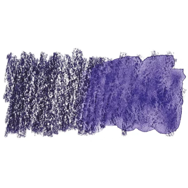 A swatch of a Violet Derwent Inktense Colour Pencil can be seen horizontally, across the center of the frame. On a white background.