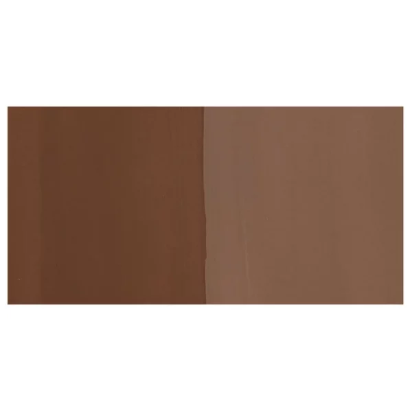 A colour swatch for Burnt Sienna Caran D'Ache Studio Gouache Tube is shown in a horizontal rectangle in the center of the frame. On a white background.