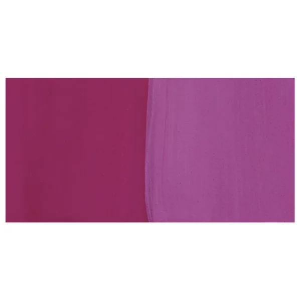 A colour swatch for Magenta Caran D'Ache Studio Gouache Tube is shown in a horizontal rectangle in the center of the frame. On a white background.