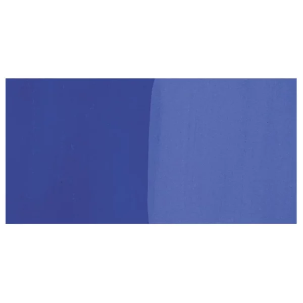 A colour swatch for Ultramarine Caran D'Ache Studio Gouache Tube is shown in a horizontal rectangle in the center of the frame. On a white background.